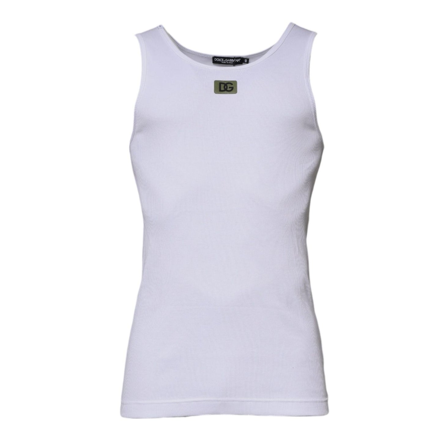 Dolce & Gabbana White Cotton Round Neck Sleeveless T-shirt