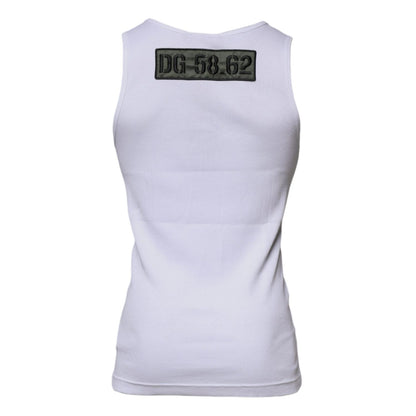 Dolce & Gabbana White Cotton Round Neck Sleeveless T-shirt