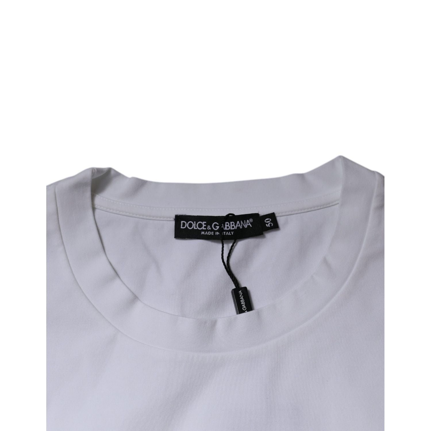 Dolce & Gabbana White DG Logo Cotton Crew Neck T-shirt