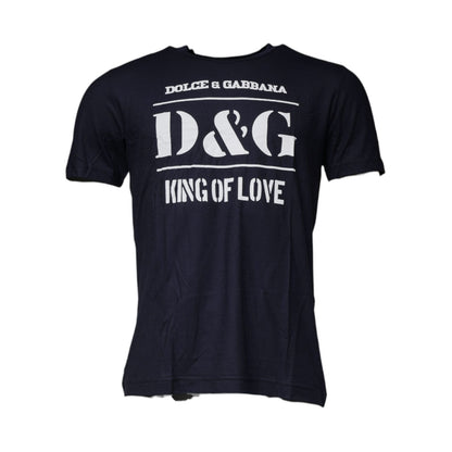 Dolce & Gabbana Blue D&G King Of Love Cotton Crew Neck T-shirt