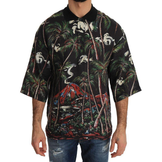 Dolce & Gabbana Sicilian Volcano Motive Polo Tee Dolce & Gabbana Dark Slate Gray