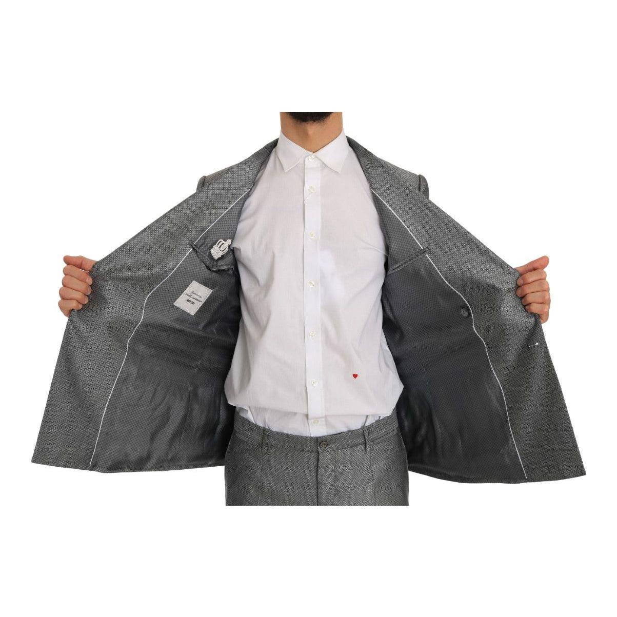 Dolce & Gabbana Black Stretch Crystal Bee Slim Fit Suit Suit