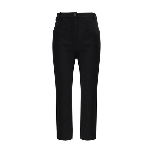 The Andamane boot-cut pants with zipper, button closure, and front welt pockets showcased in a classic black color.