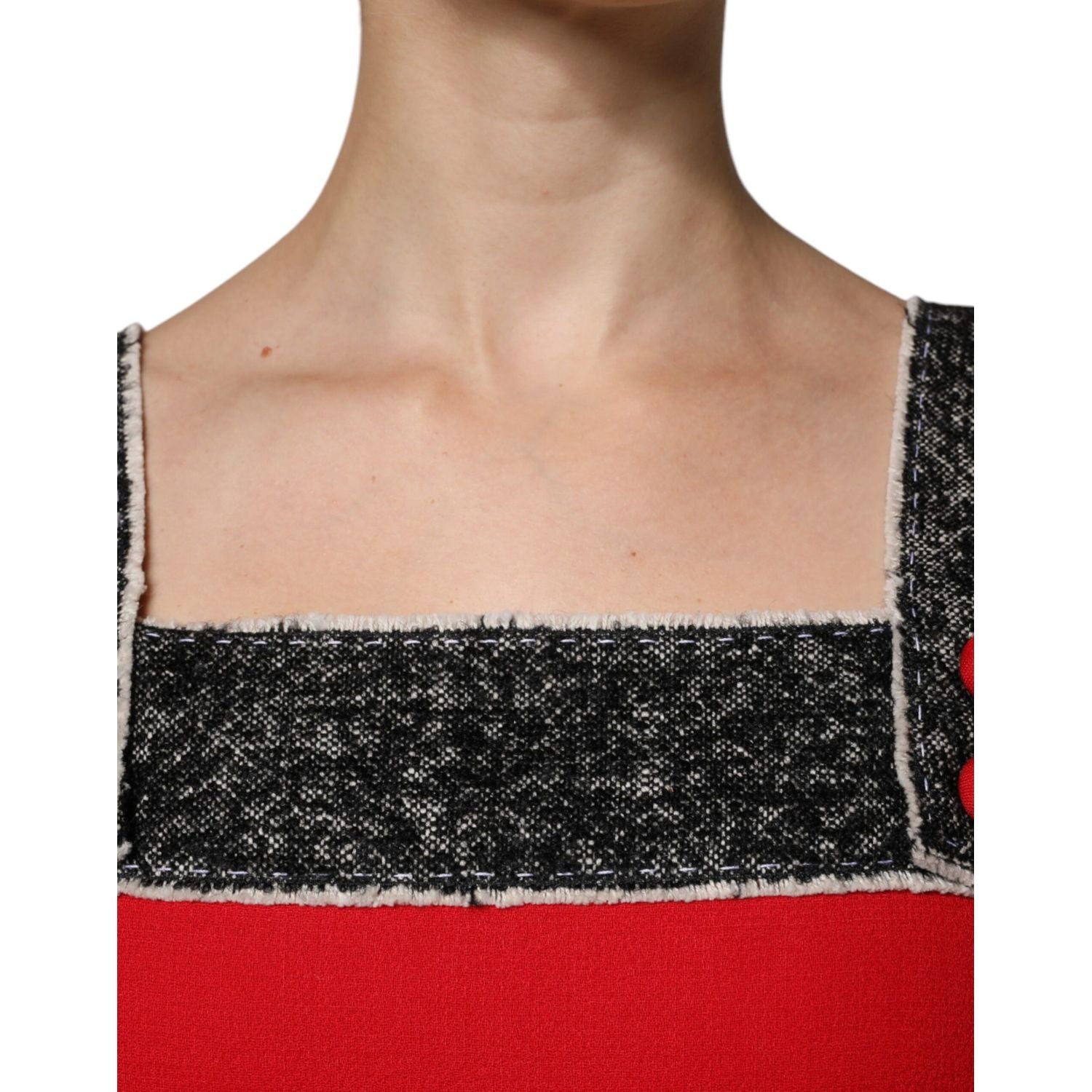 Dolce & Gabbana Red Wool Sleeveless A-line Flared Mini Dress