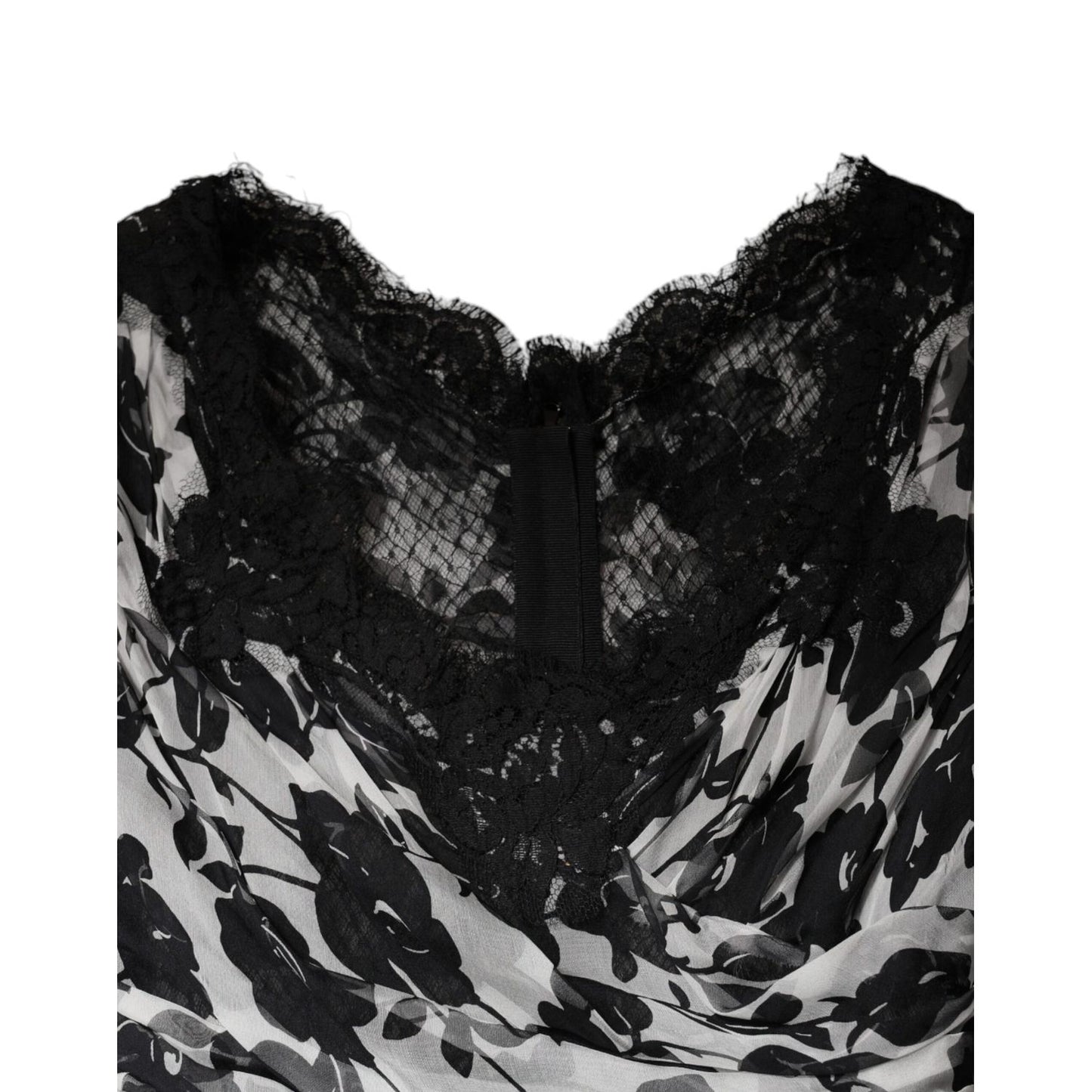 Dolce & Gabbana Black Silk Floral Lace Ricamo Ball Maxi Dress