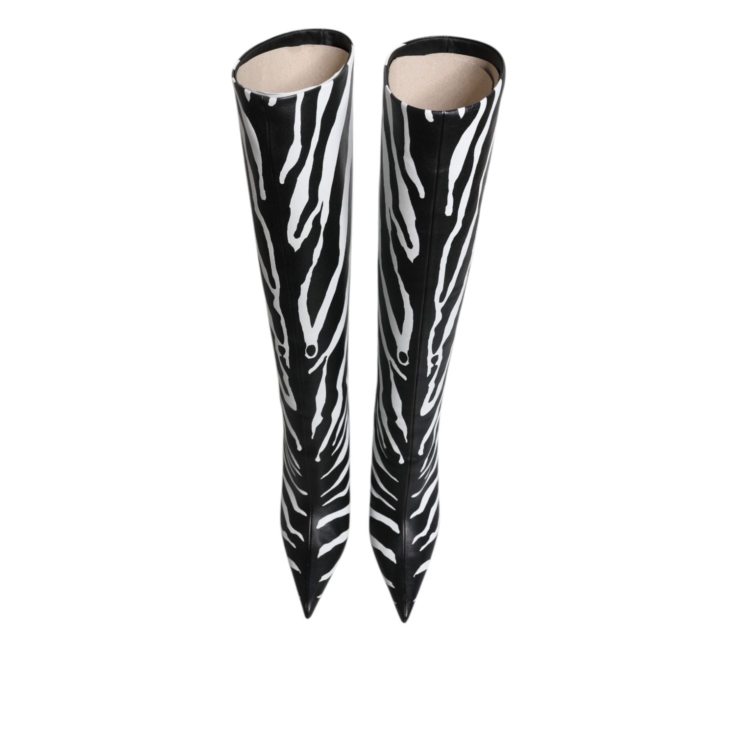 Dolce & Gabbana Black White Zebra Heels High Boots Shoes