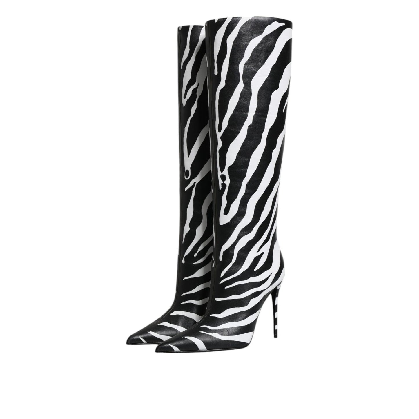 Dolce & Gabbana Black White Zebra Heels High Boots Shoes