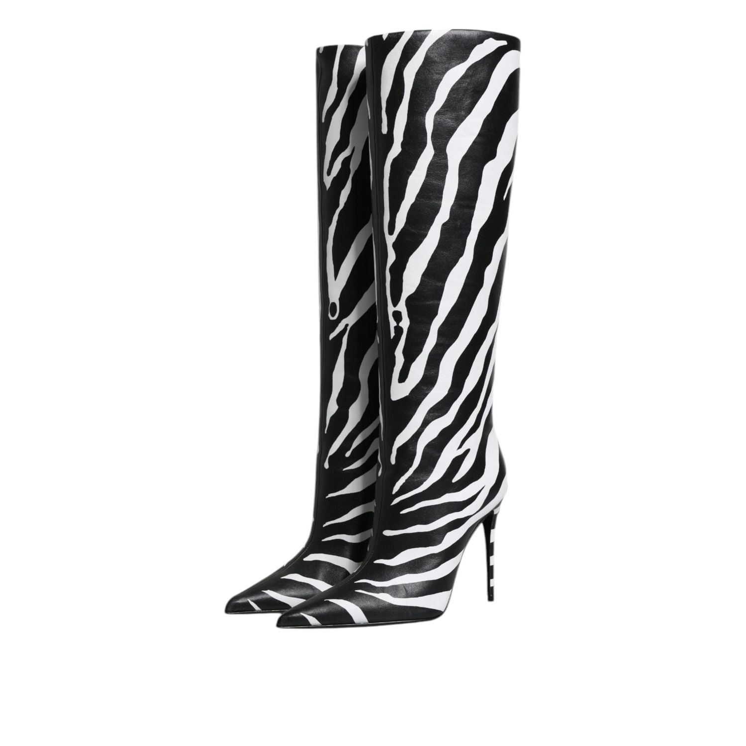 Dolce & Gabbana Black White Zebra Heels High Boots Shoes