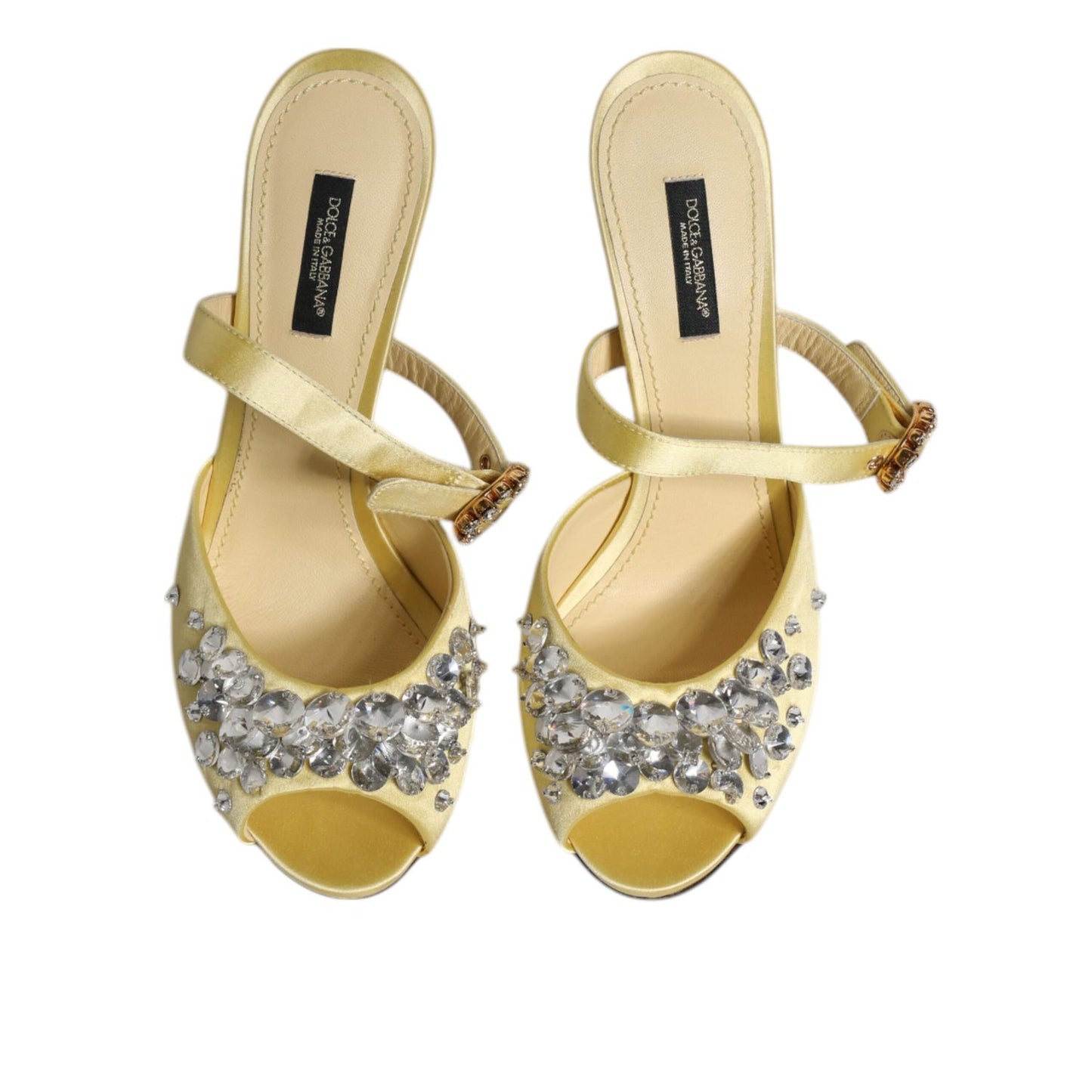 Dolce & Gabbana Yellow Crystal Slides KEIRA Sandals Shoes