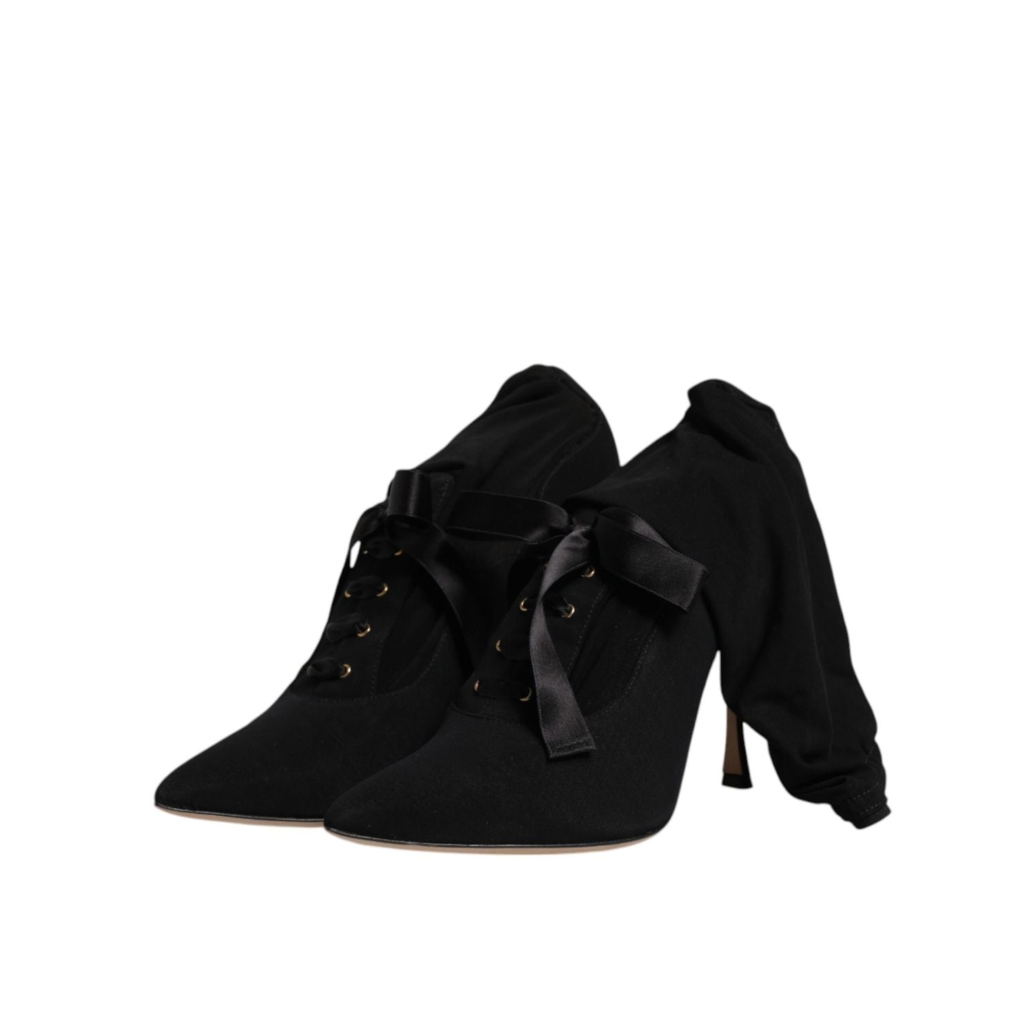 Dolce & Gabbana Black Stiletto Heels Mid Calf Boots Shoes