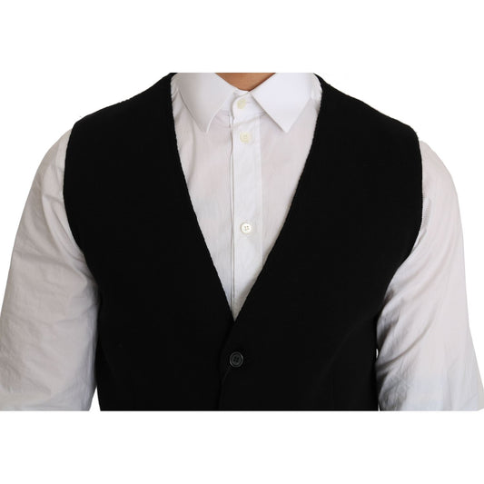Dolce & Gabbana Sleek Black Cotton Formal Vest Dolce & Gabbana Gray