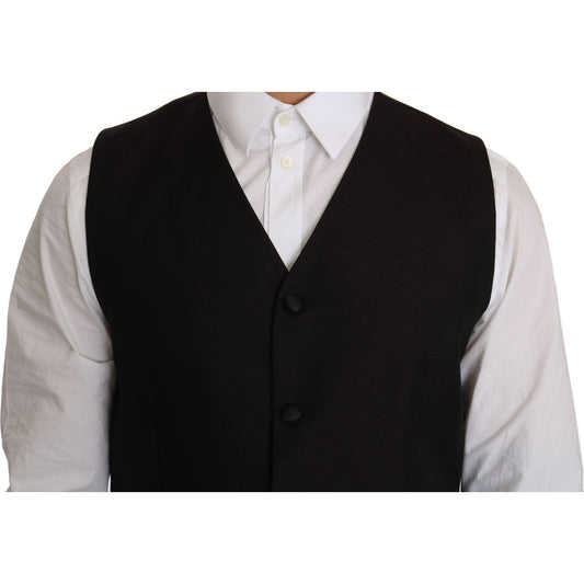 Dolce & Gabbana Elegant Black Silk Blend Formal Vest Dolce & Gabbana Black