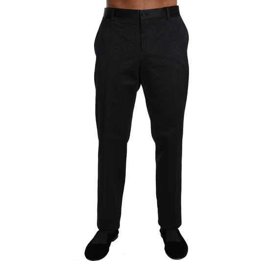 Dolce & Gabbana Floral Brocade Formal Trousers Jeans & Pants Dolce & Gabbana Black