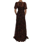Dolce & Gabbana Elegant Floral A-Line Silk Dress Dolce & Gabbana Black