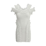 Self-Portrait Knit Ruffle mini Dress SE-SS25CK009SWWHITE-6