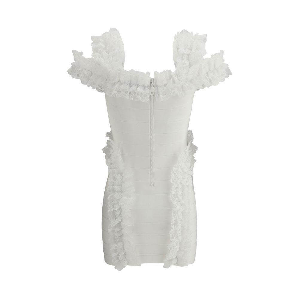 Self-Portrait Knit Ruffle mini Dress SE-SS25CK009SWWHITE-6