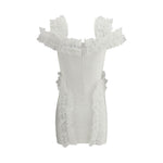 Self-Portrait Knit Ruffle mini Dress SE-SS25CK009SWWHITE-6