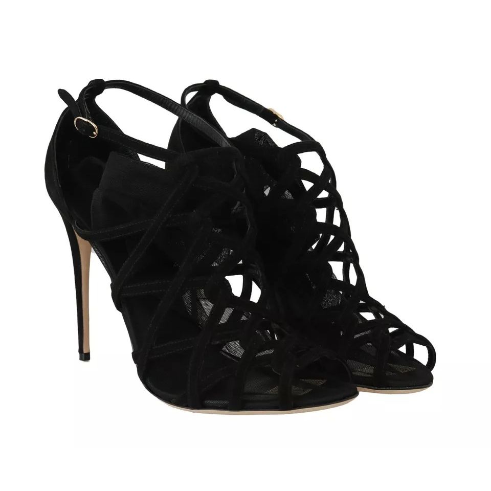 Dolce & Gabbana Black Suede Stilettos Booties Socks Shoes