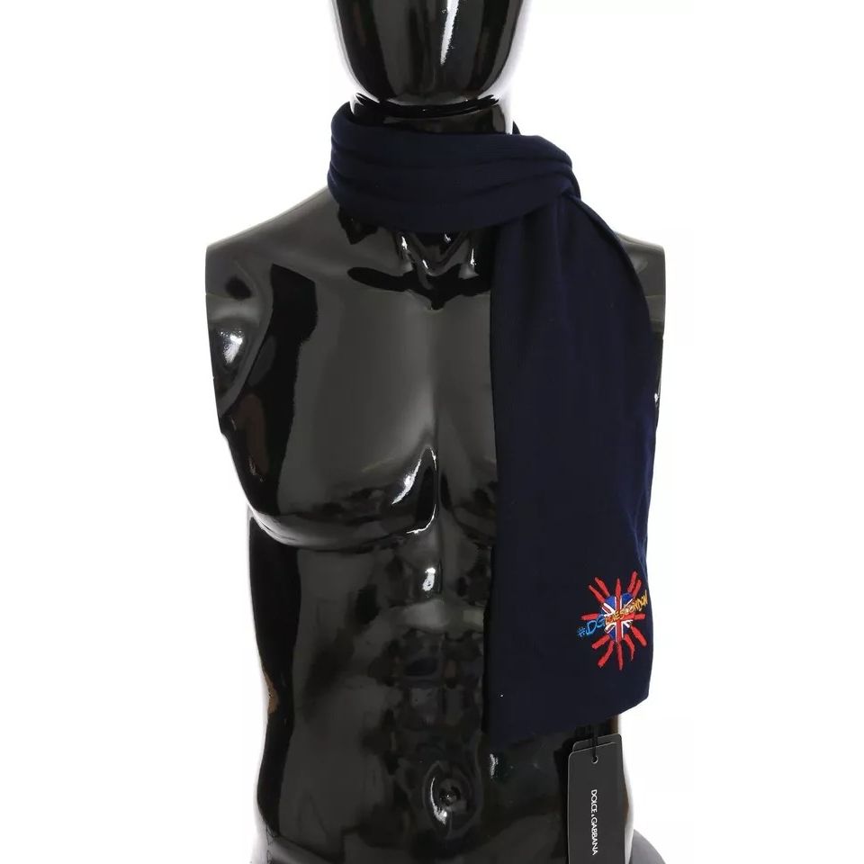 Dolce & Gabbana Blue Wool #DGLovesLondon Shawl Scarf
