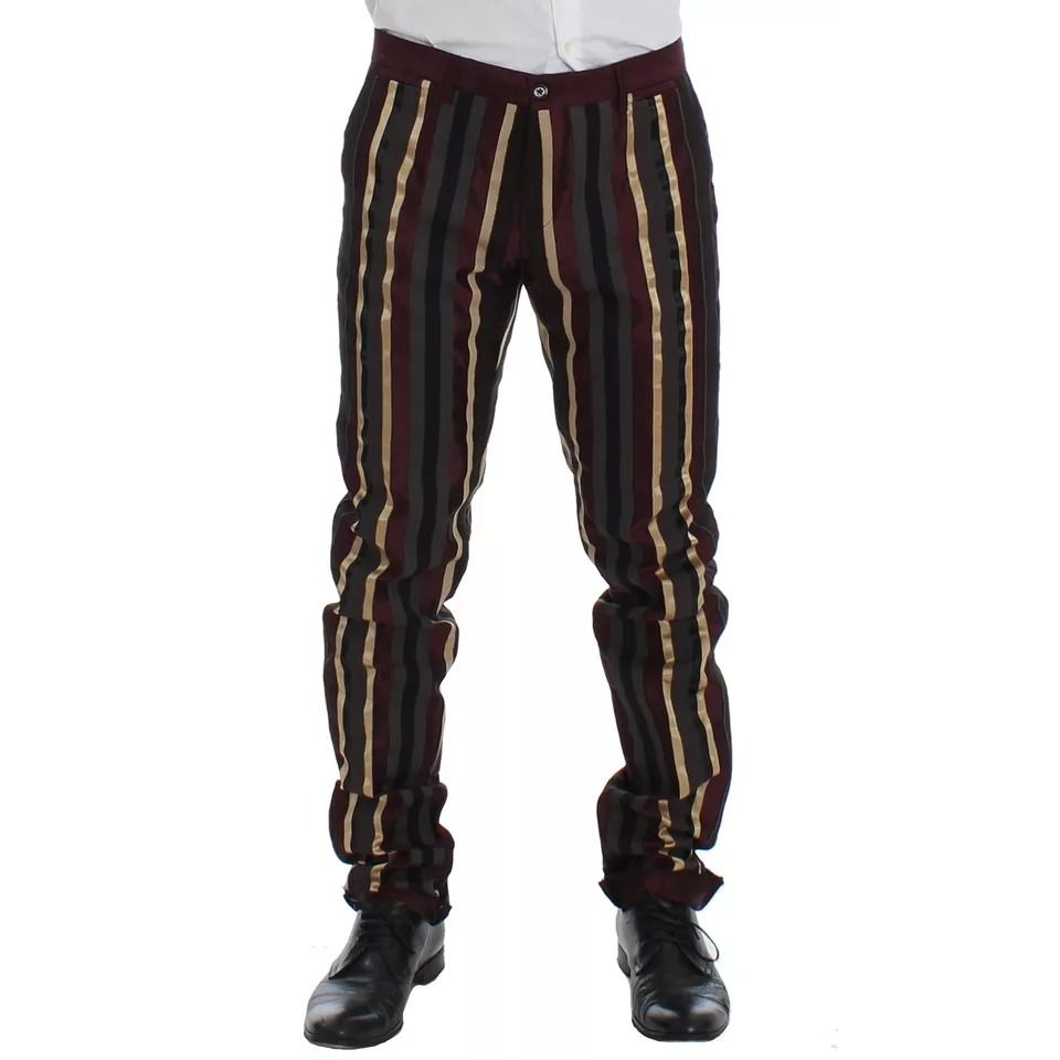 Dolce & Gabbana Multicolor Striped Runway 3 Piece Slim Fit Vest Suit