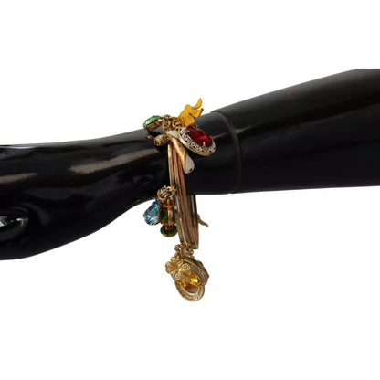 Dolce & Gabbana Multicolor Crystal Gold Tone Brass Bangle Bracelet