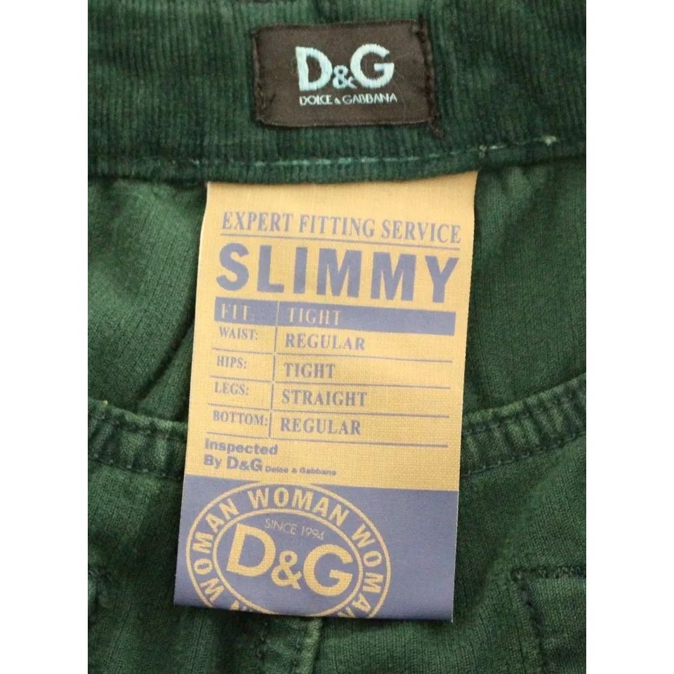 Dolce & Gabbana Green Cotton Corduroys SLIMMY Fit D&G Pants