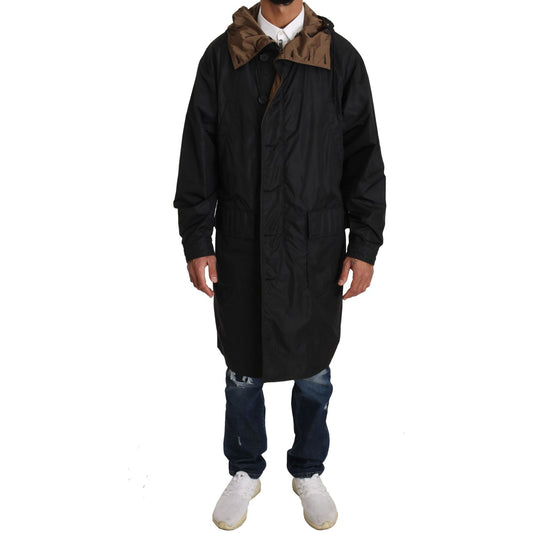 Dolce & Gabbana Elegant Reversible Hooded Raincoat Coats & Jackets Dolce & Gabbana Black