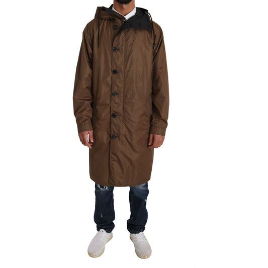 Dolce & Gabbana Elegant Reversible Hooded Raincoat Coats & Jackets Dolce & Gabbana Dark Slate Gray