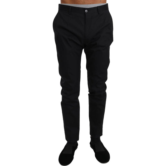 Dolce & Gabbana Elegant Black Formal Wool-Blend Trousers Jeans & Pants Dolce & Gabbana Black
