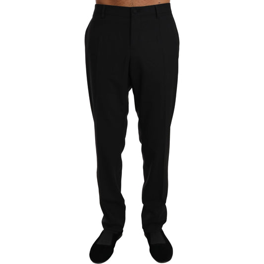 Dolce & Gabbana Elegant Formal Wool Blend Trousers Jeans & Pants Dolce & Gabbana Black