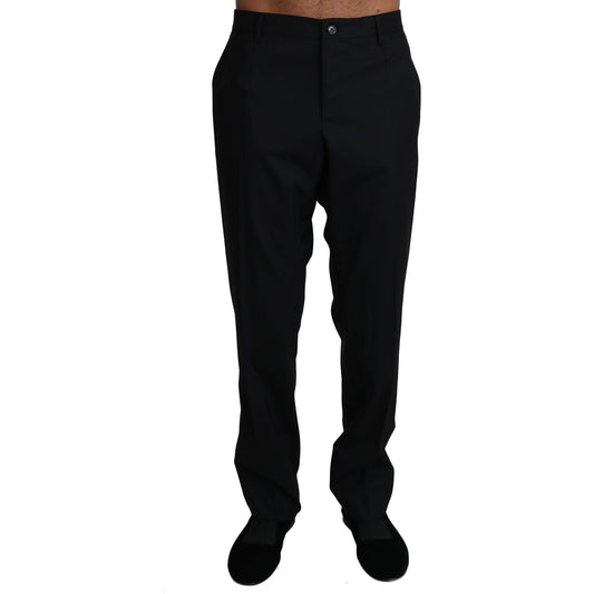 Dolce & Gabbana Elegant Black Formal Wool Blend Trousers Jeans & Pants Dolce & Gabbana Black