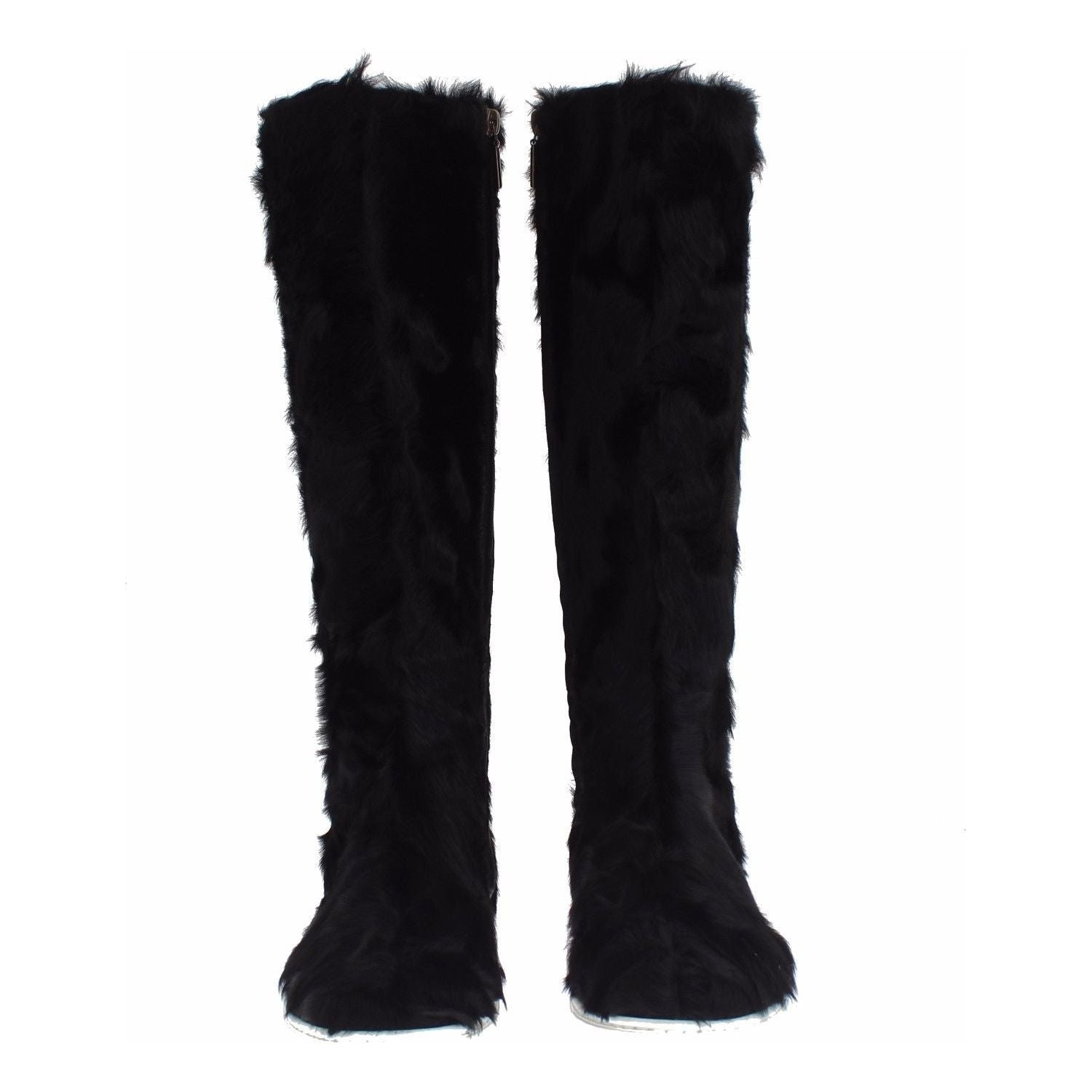 Dolce & Gabbana Black Xiangao Lamb Fur Leather Boots