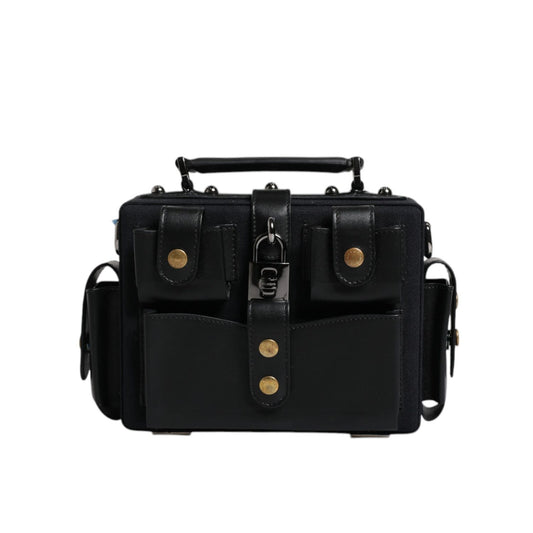 Dolce & Gabbana Black Leather Crossbody Top Handle Bag