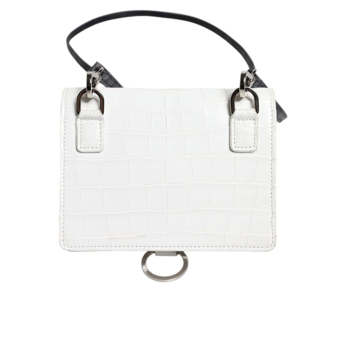 Dolce & Gabbana White Blue Leather Bifold Crossbody Sling Wallet
