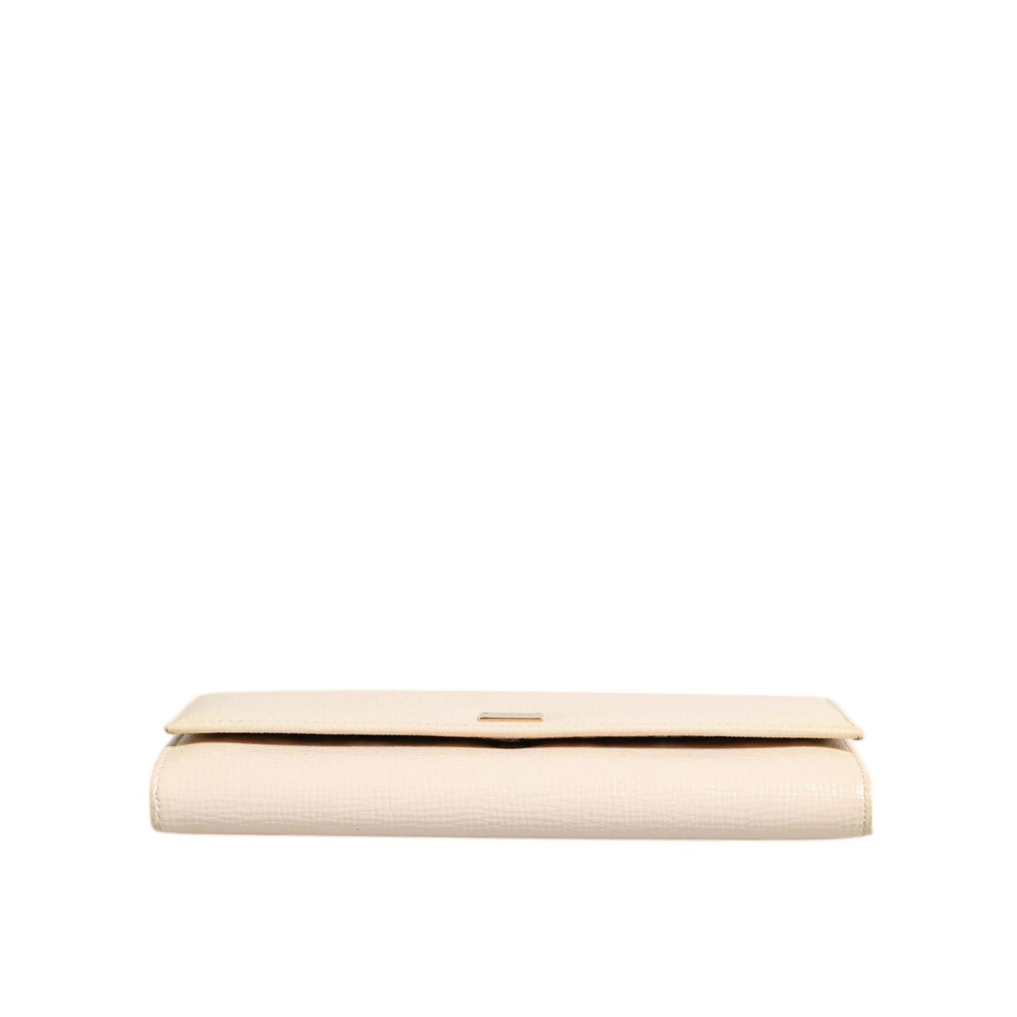 Dolce & Gabbana Beige Leather Trifold Logo Plaque Card Holder Wallet