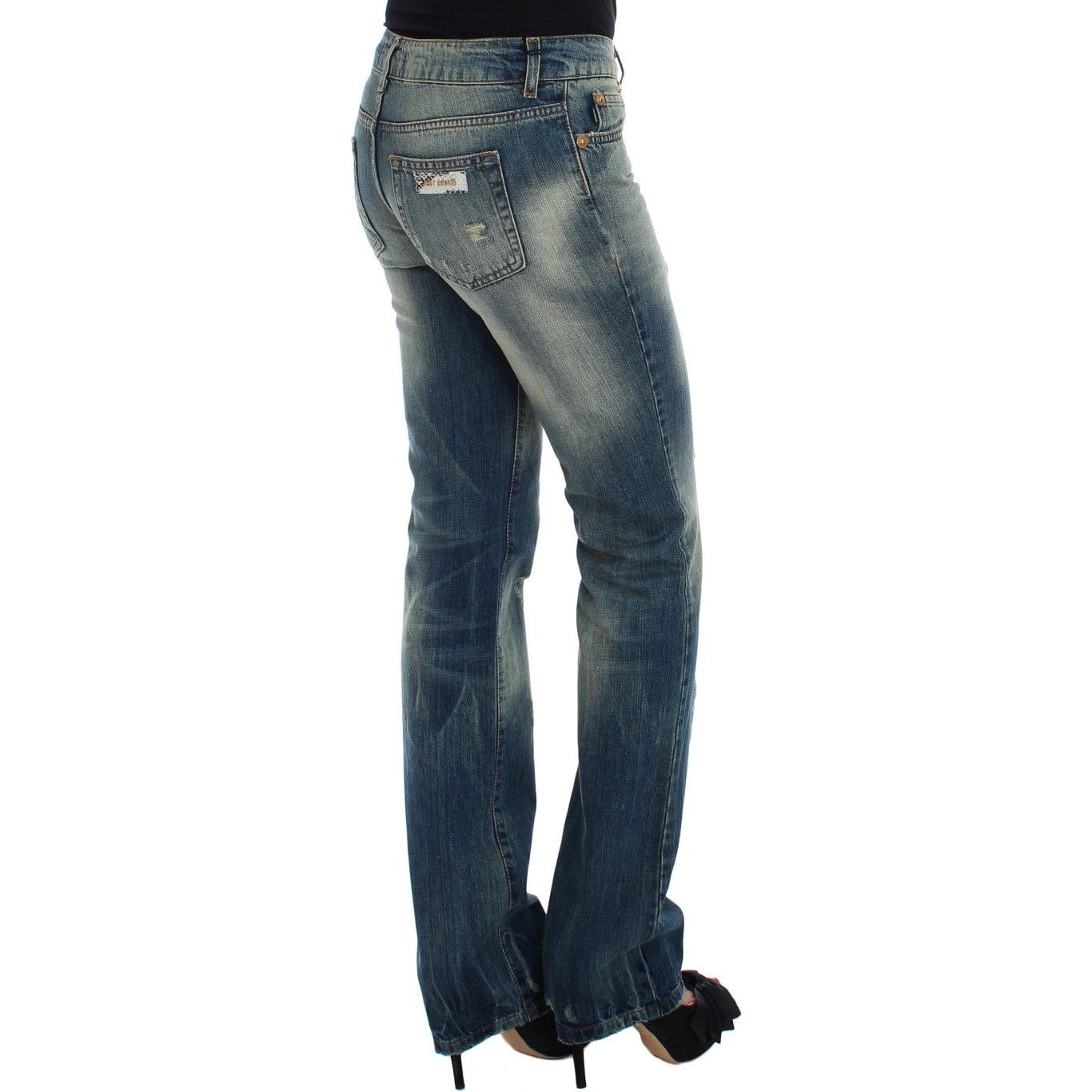 Cavalli Blue Cotton Low Waist Jeans