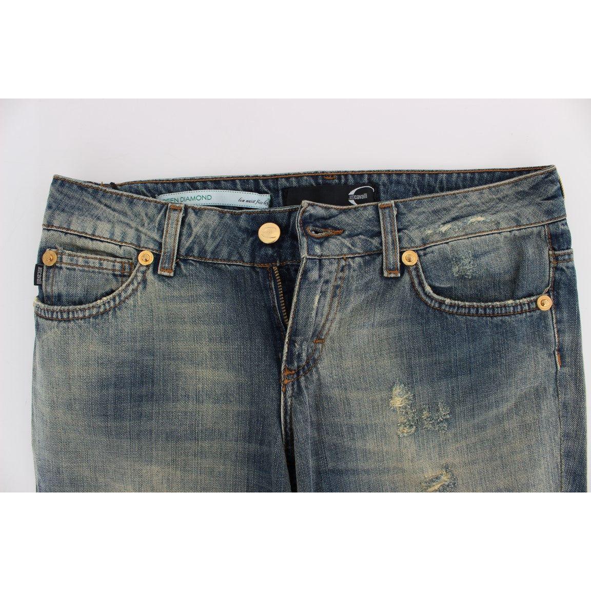 Cavalli Blue Cotton Low Waist Jeans