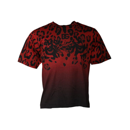 Dolce & Gabbana Red Leopard Cotton Short Sleeves T-shirt