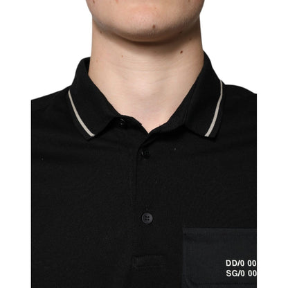 Dolce & Gabbana Black White Cotton Short Sleeves Polo T-shirt