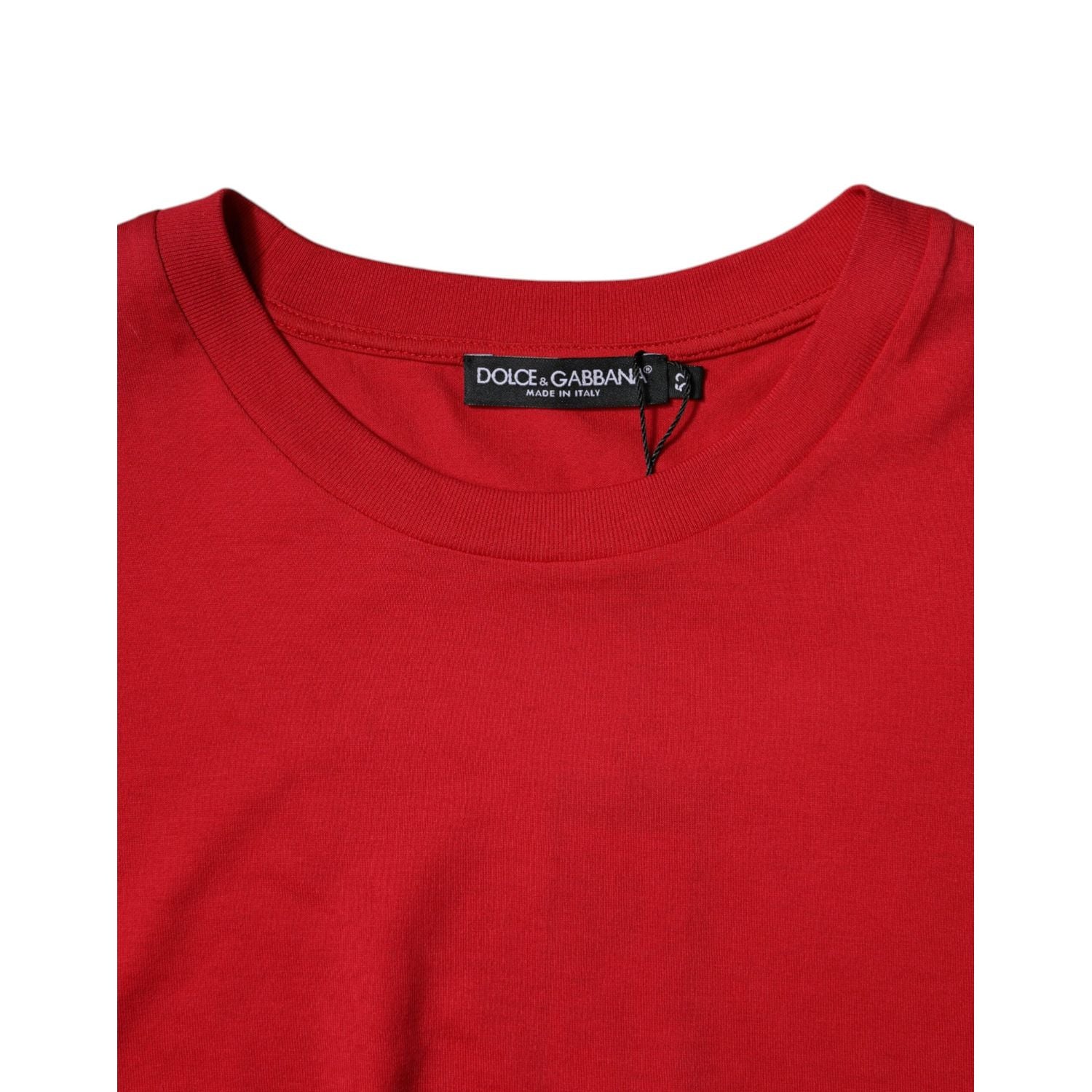 Dolce & Gabbana Red Logo Print Cropped Crew Neck T-shirt