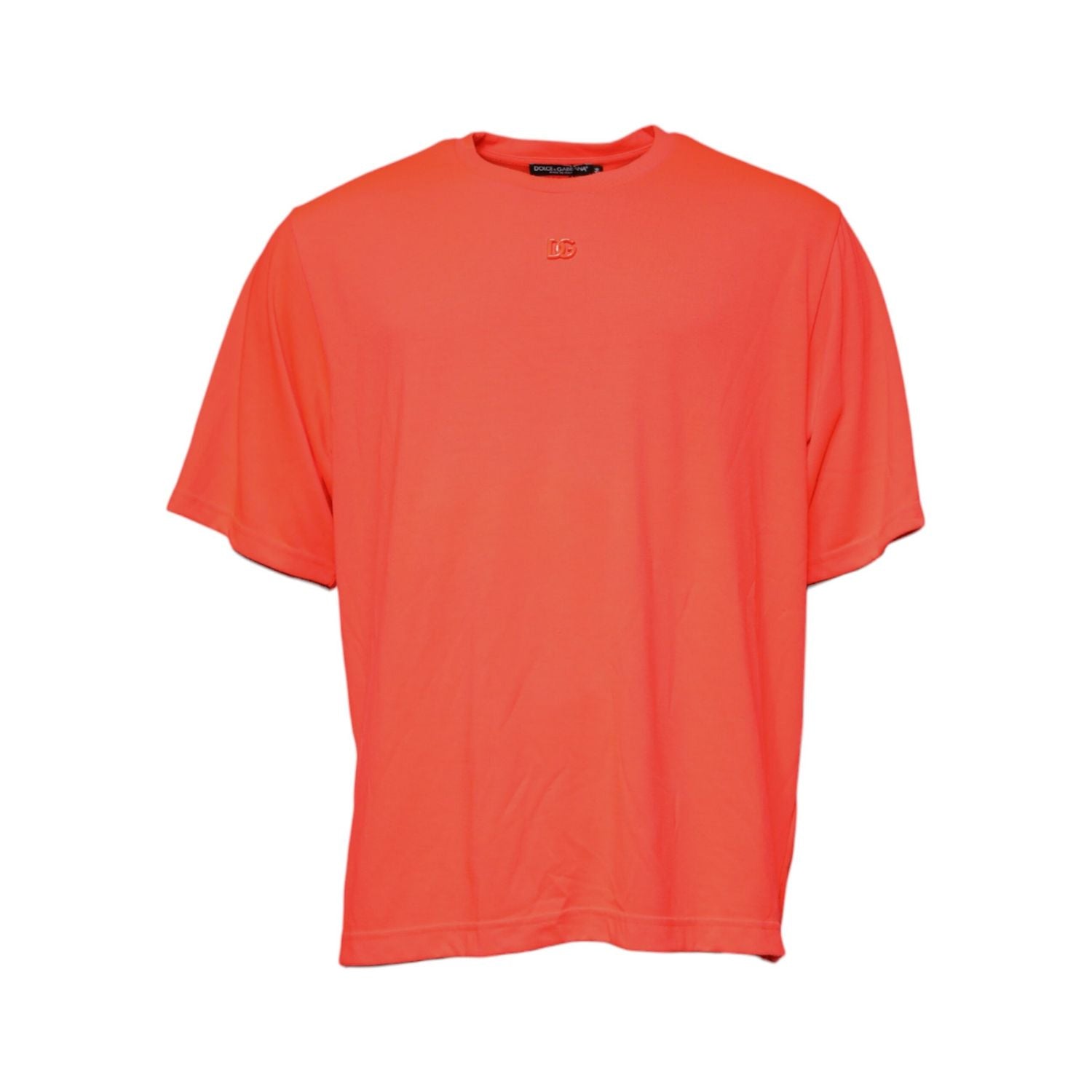Dolce & Gabbana Orange Logo Polyester Crew Neck T-shirt