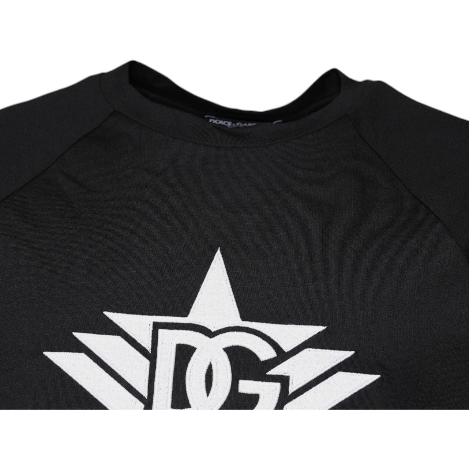 Dolce & Gabbana Black Logo Print Cotton Crew Neck T-shirt