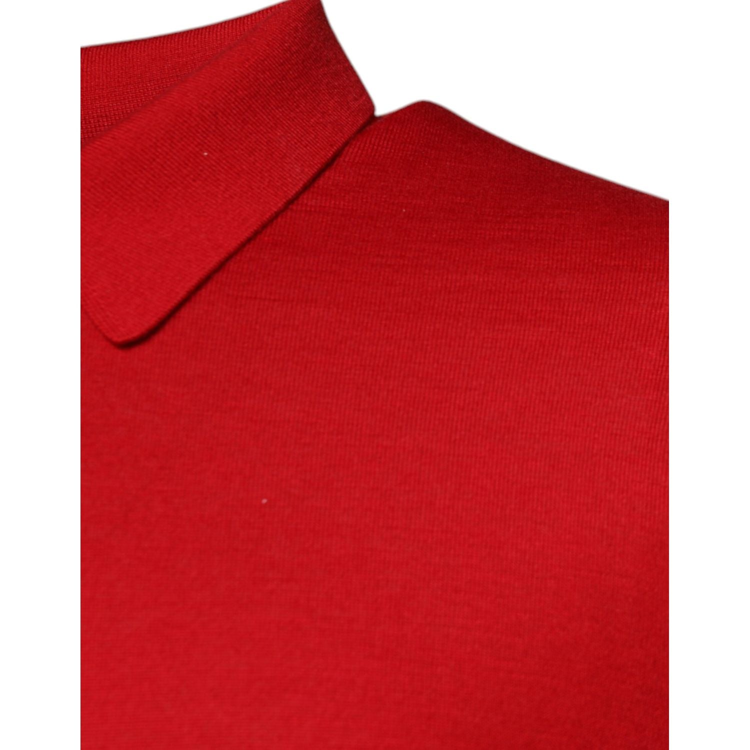 Dolce & Gabbana Red Cashmere Collared Pullover Sweater