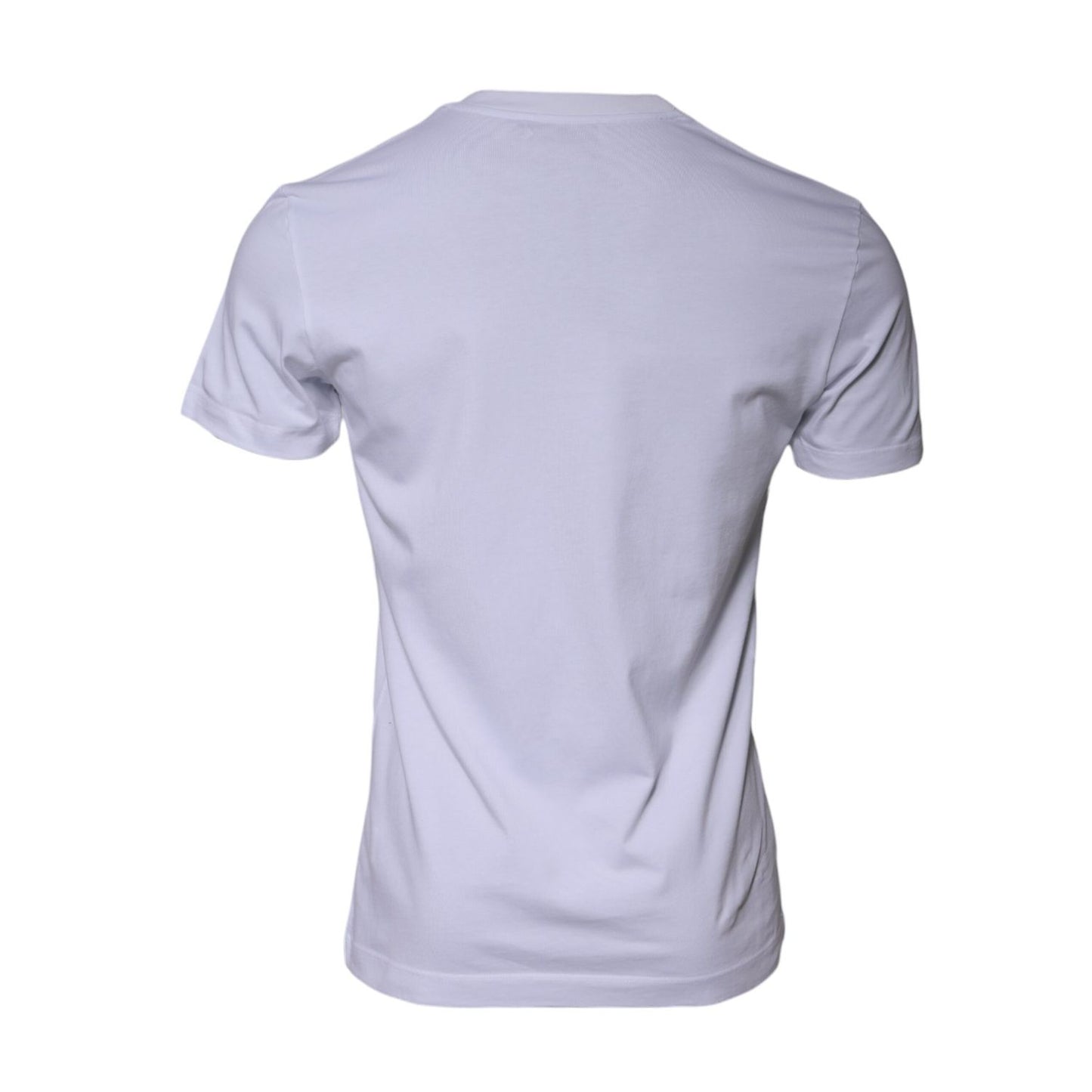 Dolce & Gabbana White Logo Print Cotton Crew Neck T-shirt