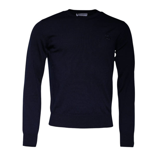 Dolce & Gabbana Blue DG Logo Wool Crew Neck Pullover Sweater