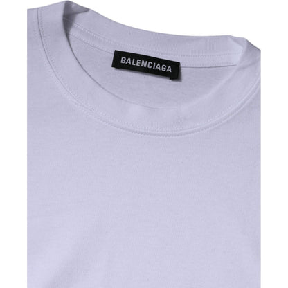 Balenciaga White Logo Cotton Jersey Crew Neck Short Sleeves T-shirt