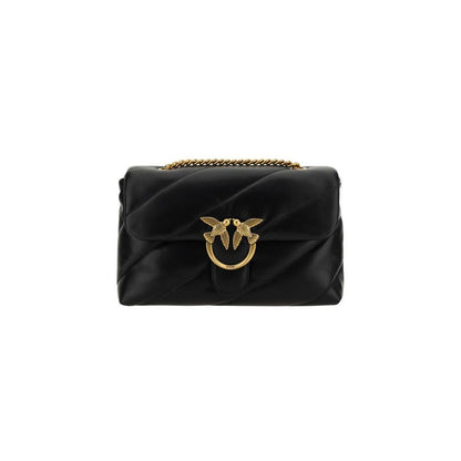 PINKO Black Calf Leather Bos Taurus Shoulder Bag