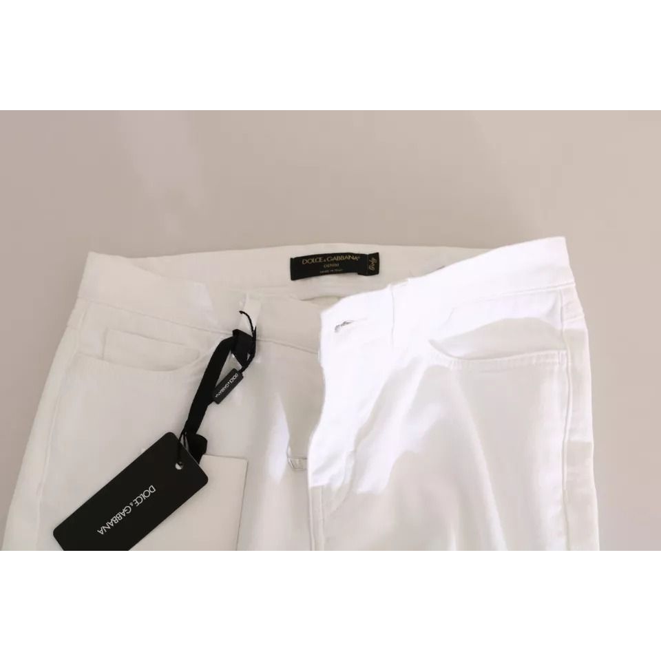 Dolce & Gabbana White Crystal Embellished Skinny Jeans