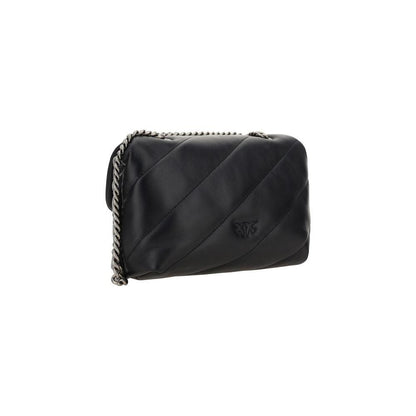 PINKO Black Calf Leather Bos Taurus Shoulder Bag