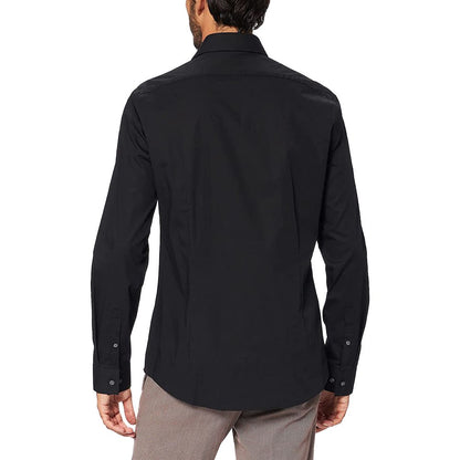 Calvin Klein Black Cotton Dress Shirt, men's long-sleeve slim fit, back view with sophisticated design and meticulous finishes.